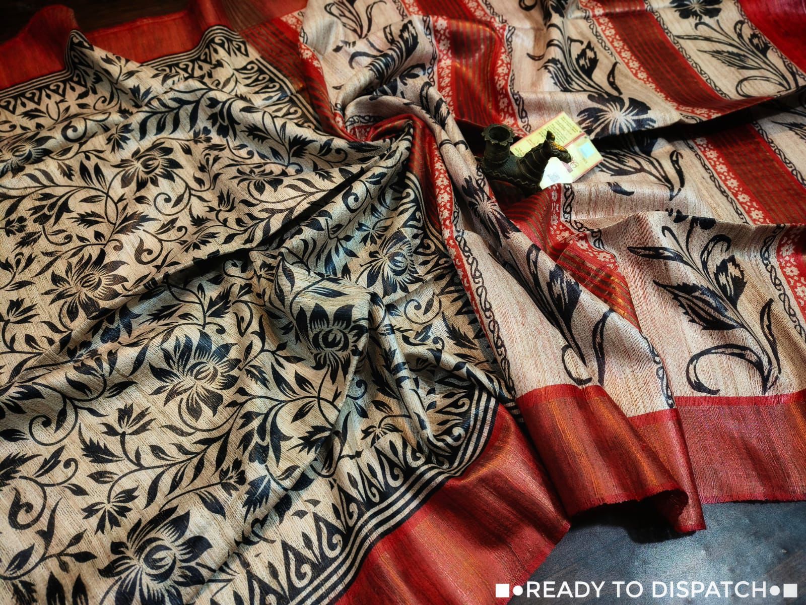 Ivory Vine Kalamkari Tussar