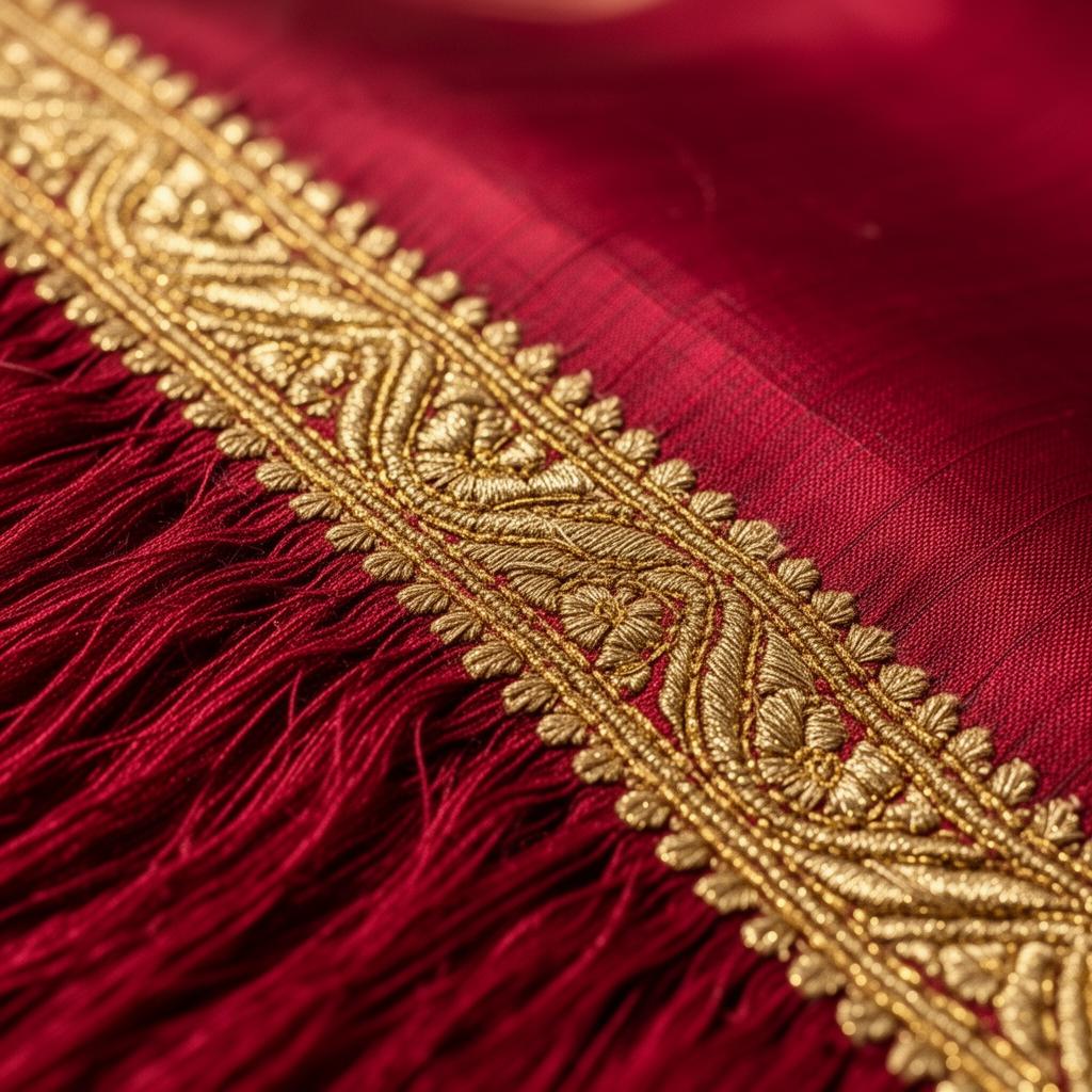 Close-up of gold zari border